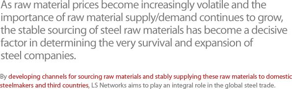 As raw material prices become increasingly volatile and the importance of raw material supply/demand continues to grow, the stable sourcing of steel raw materials has become a decisive factor in determining the very survival and expansion of steel companies.